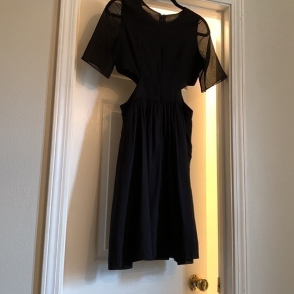 EUC Morgane Le Fay black silk cut out waist gathered dress - Picture 4 of 8